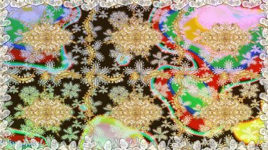 Arkaplan, kumaş, altın duvar kağıdı. Altın elementlerle nötr renklerde altın desen. Düz elle çizilmiş klasik koleksiyon. Raster altın pürüzsüz desen.