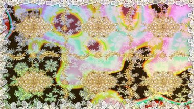 Paisleys zarif çiçek desenli arkaplan duvar kâğıdı çizimi klasik stil, modern 3D çizgili sanat eseri altın ve nötr desenli çiçek yaprakları ve süslemeleri..