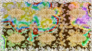 Kusursuz çiçek deseni. Duvar kâğıdı barok, İspanyol kumaşı. Tarafsız renklerde grafiksel modern kusursuz desen. Kusursuz raster arkaplanı.