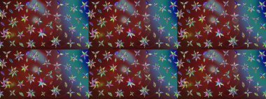 Güzel kumaş deseni. Raster illüstrasyonu. El çizimi. Çiçekler, dallar, otlar ve çiçekler.