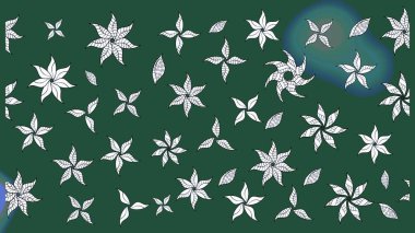 Şirin karalamalı çiçek desenli çizim. El yapımı çiçek ve bitki koleksiyonu. Raster illüstrasyonu. Raster illüstrasyonu. Çizim biçimi yeşil renklerde.