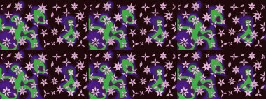 Raster illüstrasyonundaki çiçek desenli çizim. Renkli Bahar Teması eskiz kalıbı. Süslü kumaş deseni. Düz Çiçek Elementleri Tasarımı.