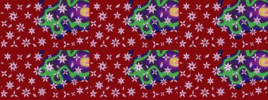 Kırmızı renkte çiçekler. Raster düz çiçek çizim deseni. Tasarım hediye paketi, tebrik kartları, posterler ve afiş tasarımı.