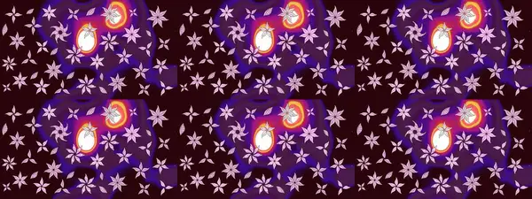 Şirin çiçekli eskiz deseni ve kahverengi renkli yapraklar, suluboya çiçek deseni, duvar kağıdı, kart veya kumaş için fayanslı. Raster illüstrasyonu.