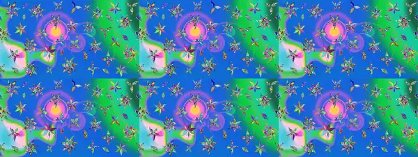 Raster illüstrasyonundaki çiçek desenli çizim. Mavi renkte çiçekler.