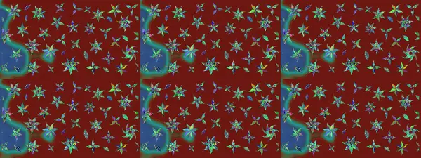 Küçük çiçekteki sevimli çiçek deseni. Raster illüstrasyonu. Kırmızı renkte çiçekler.