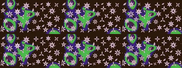 Raster illüstrasyonundaki çiçek desenli çizim. Düz Çiçek Elementleri Tasarımı. Kahverengi renkli çiçekler. Renkli Bahar Teması çizim şablonu.