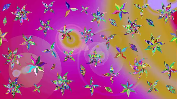 Çiçekler. Vadinin çiçekleri morumsu renklerde. Soyut etnik raster çizim kalıbı.