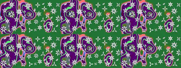 Raster illüstrasyonu. El çizimi. Çiçekli, yapraklı, çiçek desenli çizim..