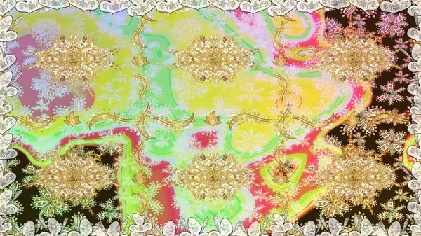 Barok tarzında altın çiçekli süs. Antika altın tekrarlanabilir duvar kağıdı. Tarafsız renklerde altın element. Damask pürüzsüz tekrarlama deseni.