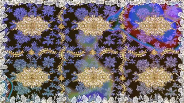 Kusursuz soyut bir arkaplan. Raster illüstrasyonu. Oriental raster klasik kahverengi ve altın desenli.