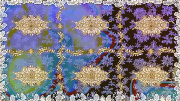 Kusursuz altın desen. Kahverengi renklerde, altın elementlerle kusursuz desen. Raster doğulu süsü.