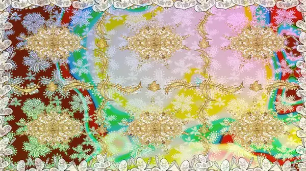 Doğulu stil, altın elementlerle altın rengi nötr renkte arabesk yapar. Raster altın desen. Kusursuz kıvırcık saçlar..