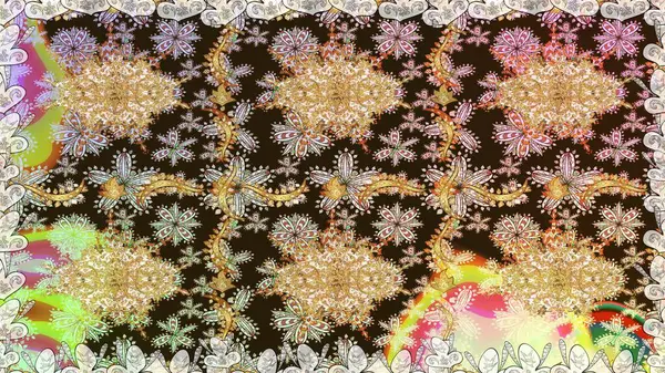 Barok tarzında duvar kağıdı tasarımı için kusursuz damaske deseni arkaplanı. Süslü raster dekorasyonu. Altın elementlerle kahverengi renklerde altın desen.