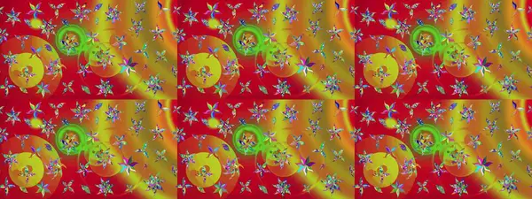 Tropik çiçek desenleri. Raster illüstrasyonu. Kırmızı renkte çiçekler.