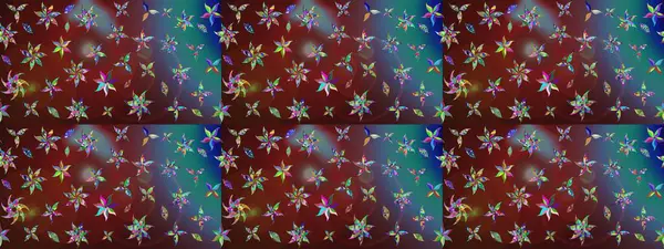 Güzel kumaş deseni. Raster illüstrasyonu. El çizimi. Çiçekler, dallar, otlar ve çiçekler.