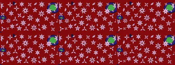 Kibarca, kırmızı renkte yaz çiçekleri. Raster deseni. Küçük çiçekteki sevimli çiçek deseni. Raster illüstrasyonu.