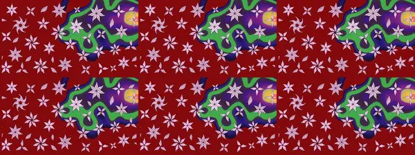 Kırmızı renkte çiçekler. Raster düz çiçek çizim deseni. Tasarım hediye paketi, tebrik kartları, posterler ve afiş tasarımı.