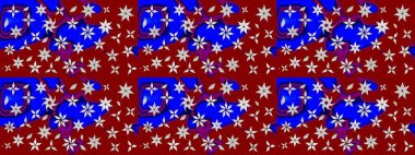 Kumaş desenli papatya çiçeği detayı. Kırmızı renkte çiçekler.