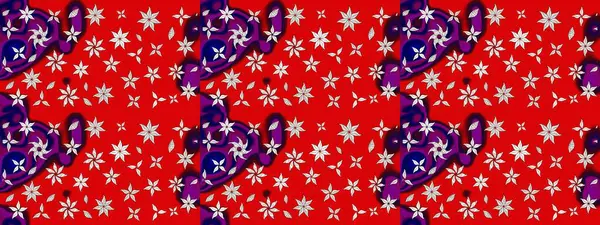 Hediye ambalaj kağıdı, tebrik kartları, posterler ve pankart tasarımı. Kırmızı renkte çiçekler. Raster düz çiçek çizim deseni.