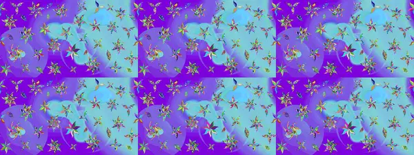 Modern çiçek arkaplanı. Parlak renkli çiçekleri ve mor renkli yaprakları olan harika bir çiçek deseni. Moda baskıları için zarif bir şablon. Halk stili.