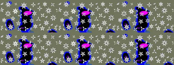 Raster deseni. - Yeşil çiçekler. Çiçek kompozisyonu. Doğa. Çiçek kolajı. Küçük çiçekte güzel bir desen var. Çiçek arka planı.