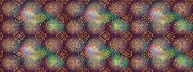 Moda baskıları için zarif bir şablon. Modern çiçek arkaplanı. Parlak renkli çiçekleri ve kahverengi, mor ve gri renkte yaprakları olan şaşırtıcı, pürüzsüz çiçek deseni. Halk stili.