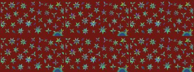 Kırmızı kıvırcık çiçekler kırmızı renklerde şekillenir. Klasik çiçek tasarımı elementleri. Raster illüstrasyonu.