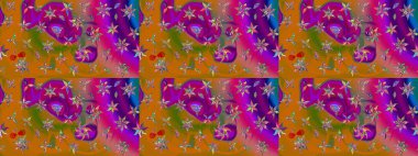 Yatak çarşafları, ceket, paket tasarımı, kumaş ve moda kavramları için tekstil baskısı. Eskiz modeli etnik tasarım. Çiçekleri, deniz kabukları, mandalaları ve suluboya efektleri olan deniz altyapısı.