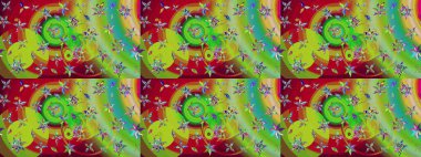 Taslak dekoratif arka plan, çiçek mandala. Çiçek. Raster illüstrasyonu. Yeşil renklerde.