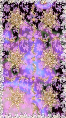 Kusursuz kıvırcık saçlar. Raster altın desen. Doğulu stil, altın elementlerle altın deseni nötr renklerle donatır..