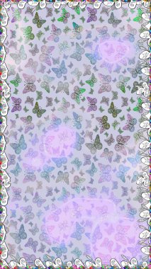 Paketleme, kağıt ve kumaş için uygun. Tarafsız, mavi ve gri arka planda renkli kelebekler. Kelebeklerle renklendirilmiş, pürüzsüz bir desen.