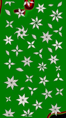 Raster illüstrasyonu. Çiçekli, yapraklı, çiçek desenli eskiz. El çizimi.