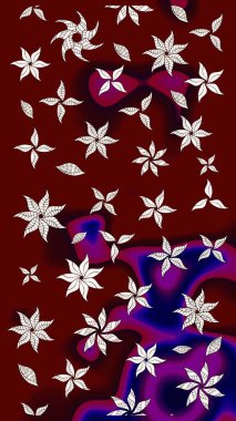 Raster illüstrasyonundaki çiçek desenli çizim. Suluboya tarzında kırmızı renkte çiçekler.