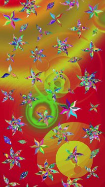 Moda baskıları için zarif bir şablon. Robot resim. Çiçekli bahar çiçekleri. Motley illüstrasyonu. Küçük renkli çiçekler. Küçük çiçekte şirin desenler.