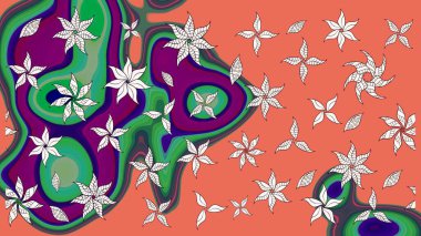 Turuncu renkli parlak çiçekli halı deseni..