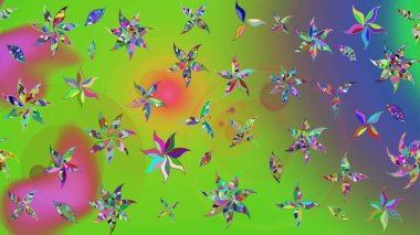 Halk tarzı. Parlak renkli çiçekli ve yeşil yapraklı harika bir çiçek deseni. Modern çiçek arkaplanı. Moda baskıları için zarif bir şablon.