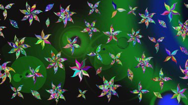 Yumuşak, yaz çiçekli arka plan. Yeşil renkli çiçekler. Raster çiçek desenli ve çiçekli..