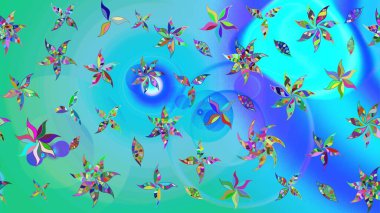 Güzel kumaş deseni. Raster illüstrasyonu. Renkli Bahar Teması eskiz kalıbı. Asya tekstil tarzında. Çiçek desenli çizim. Düz Çiçek Elementleri Tasarımı.