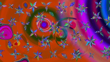 Raster suluboya çiçek deseni, narin çiçekler, turuncu çiçekler, tebrik kartı şablonu. Raster Güzel kumaş deseni.