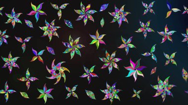 Varicologray Raster çizimi. Bir sürü gri ve soyut çiçekli tropik eskiz deseni. Küçük çiçekte sevimli çiçek deseni var..