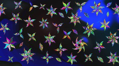 Gri renkli çiçekler. Düz Çiçek Elementleri Tasarımı. Renkli Yaz Temalı eskiz kalıbı. Raster illüstrasyonunda çiçek deseni çizimi.