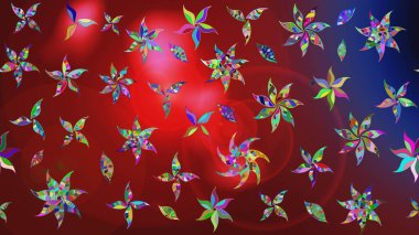 Küçük çiçekli basit bir çiçek çizimi. Kırmızı renkte sevimli çiçekler. Moda baskısı, albüm, ambalaj kağıdı ve duvar kağıdı için zarif dekoratif süslemeler. Raster illüstrasyonu.