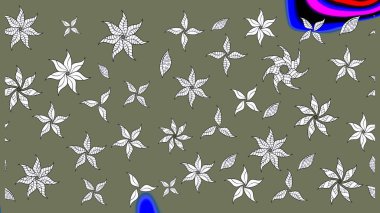 Robot resim. Şirin çiçek elementleri. Raster illüstrasyonu. Yeşil renkte çiçekler.