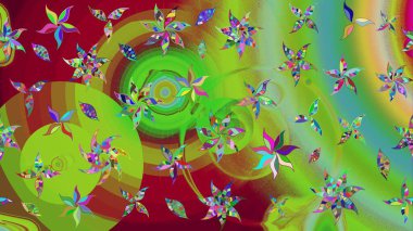 Renkli Bahar Teması eskiz kalıbı. Düz Çiçek Elementleri Tasarımı. Eskiz klasiği. Raster Şirin kumaş deseni.