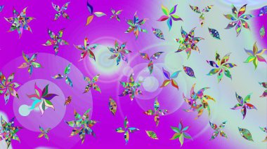 Retro tekstil tasarım koleksiyonu. Violet menekşe üzerinde. El çizimi çiçek unsurları olan soyut çizim raster deseni. 1950-1960 motifleri. Çiçekli ipek eşarp..