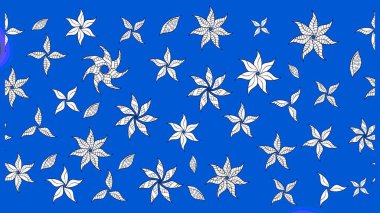 Raster illüstrasyonundaki çiçek desenli çizim. Mavi renkte çiçekler.