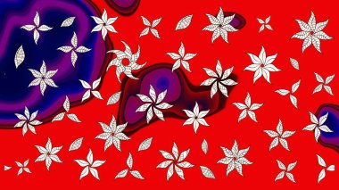 Düz Çiçek Elementleri Tasarımı. Raster illüstrasyonundaki çiçek desenli çizim. Kırmızı renkte çiçekler. Renkli Bahar Teması çizim şablonu.