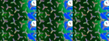 Raster illüstrasyonu. Noel mavisi, yeşil ve menekşeler. Sihirli mavi, yeşil ve mor tatil soyut arka plan yıldız ve düşen kar taneleriyle.