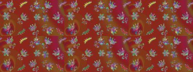 Kar tanesi raster deseni. Renkli arka planda izole tatlı kar taneleri. Kahverengi, kırmızı ve yeşil renkli kar taneleri. Raster illüstrasyonu.